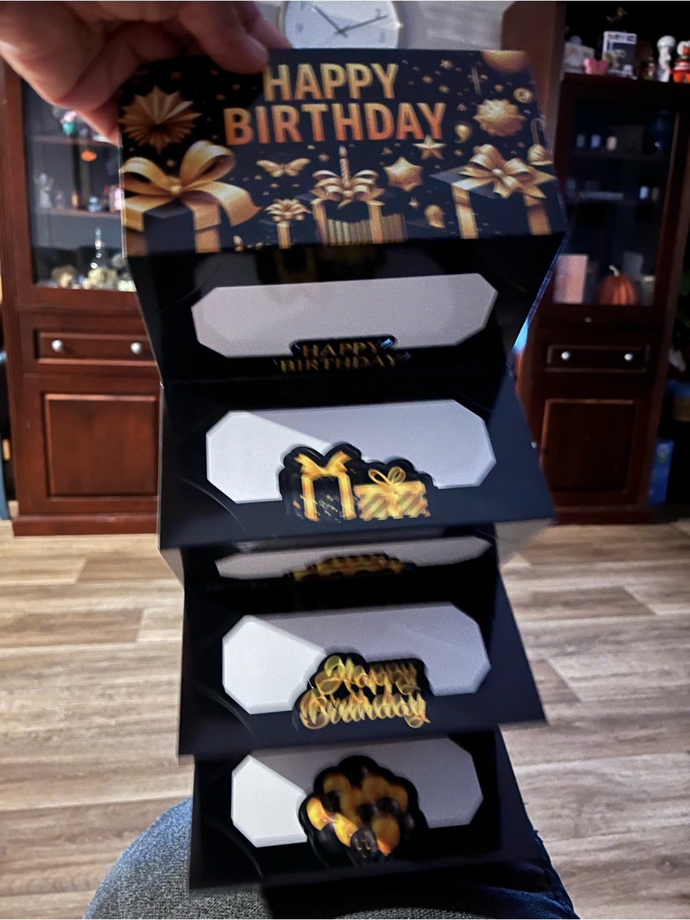 Gold & Black Happy Birthday Pop-Up Card Garland